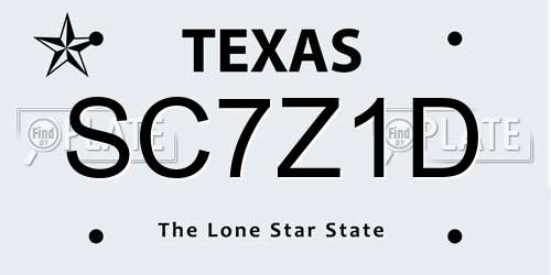 SC7Z1D Texas License Plate