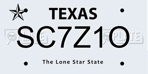 SC7Z1O Texas License Plate