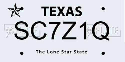 SC7Z1Q Texas License Plate