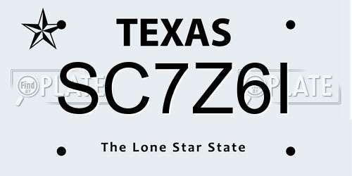 SC7Z6I Texas License Plate