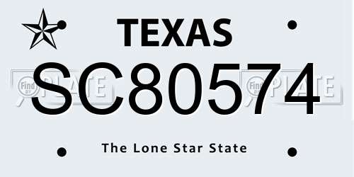 SC80574 Texas License Plate