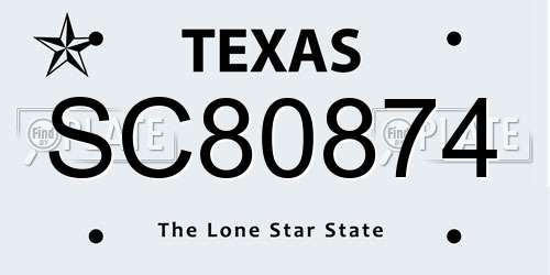 SC80874 Texas License Plate