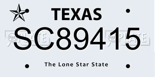 SC89415 Texas License Plate