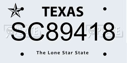 SC89418 Texas License Plate