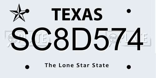 SC8D574 Texas License Plate