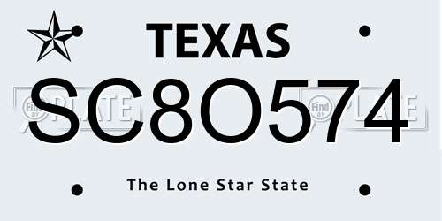 SC8O574 Texas License Plate