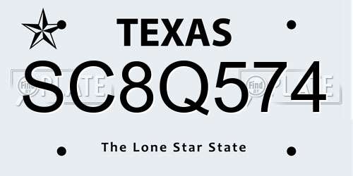SC8Q574 Texas License Plate