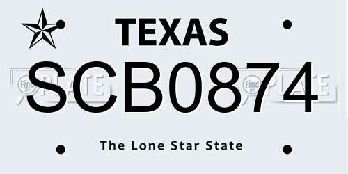 SCB0874 Texas License Plate
