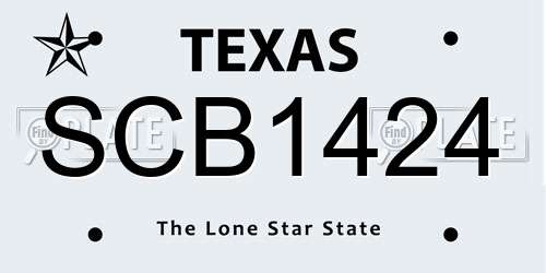 SCB1424 Texas License Plate