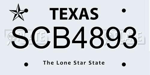 SCB4893 Texas License Plate