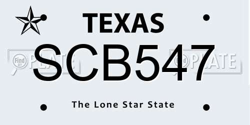 SCB547 Texas License Plate