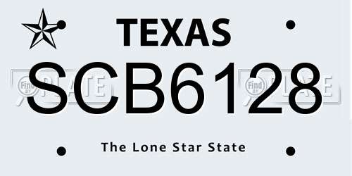 SCB6128 Texas License Plate