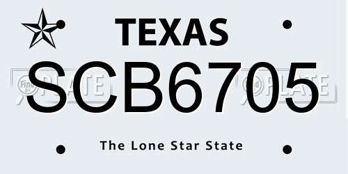 SCB6705 Texas License Plate
