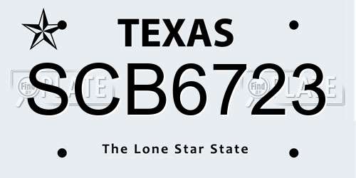 SCB6723 Texas License Plate
