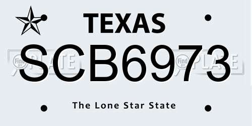 SCB6973 Texas License Plate