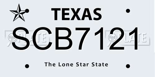 SCB7121 Texas License Plate