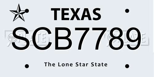 SCB7789 Texas License Plate