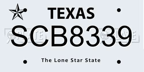 SCB8339 Texas License Plate