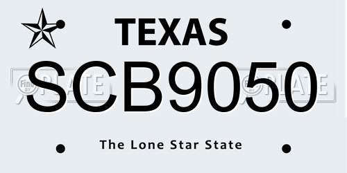 SCB9050 Texas License Plate