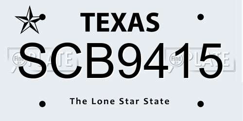 SCB9415 Texas License Plate