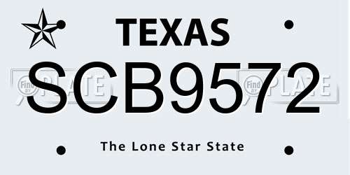 SCB9572 Texas License Plate
