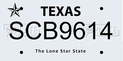SCB9614 Texas License Plate