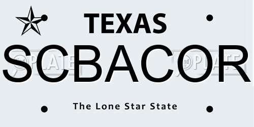 SCBACOR Texas License Plate