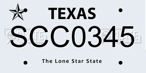 SCC0345 Texas License Plate