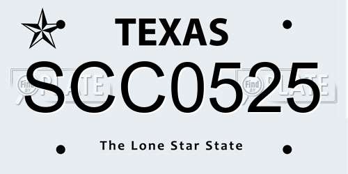 SCC0525 Texas License Plate