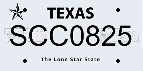 SCC0825 Texas License Plate