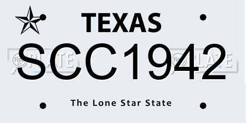 SCC1942 Texas License Plate