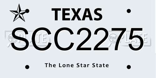 SCC2275 Texas License Plate