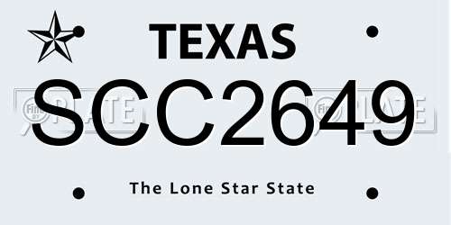 SCC2649 Texas License Plate