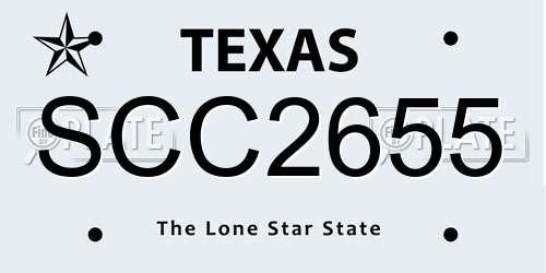 SCC2655 Texas License Plate