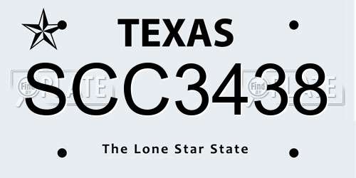SCC3438 Texas License Plate
