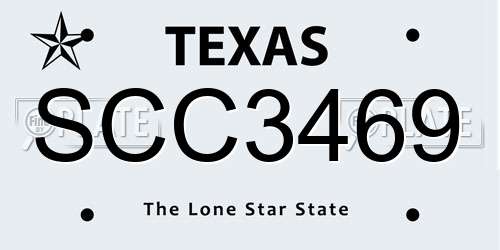 SCC3469 Texas License Plate