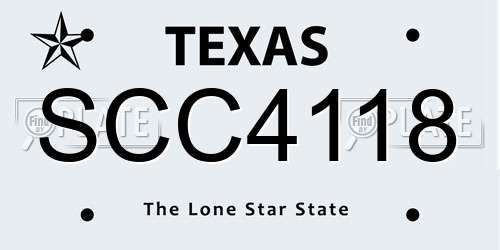 SCC4118 Texas License Plate