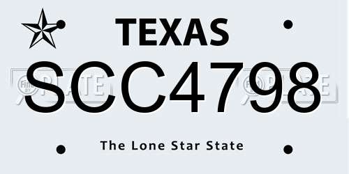 SCC4798 Texas License Plate