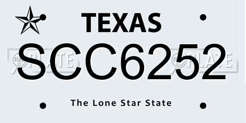 SCC6252 Texas License Plate