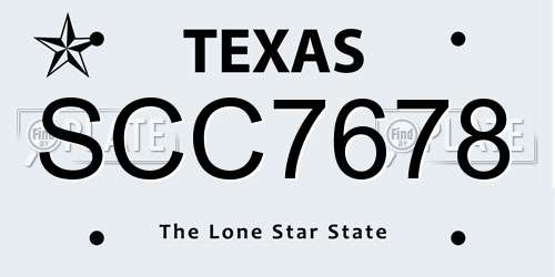 SCC7678 Texas License Plate