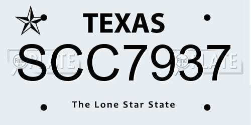SCC7937 Texas License Plate