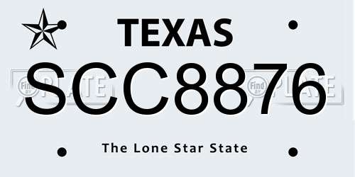 SCC8876 Texas License Plate