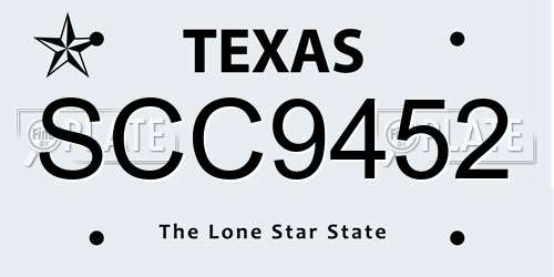 SCC9452 Texas License Plate