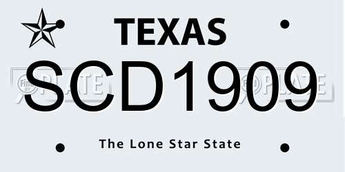 SCD1909 Texas License Plate