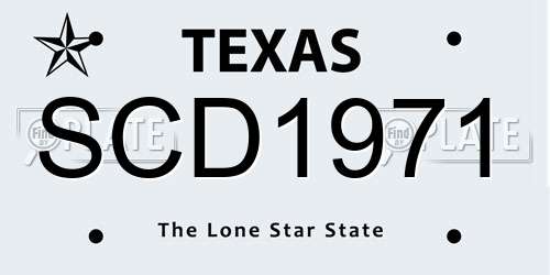 SCD1971 Texas License Plate