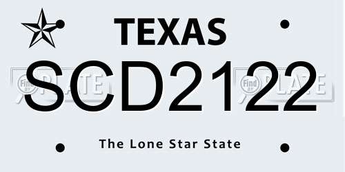 SCD2122 Texas License Plate