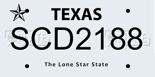 SCD2188 Texas License Plate