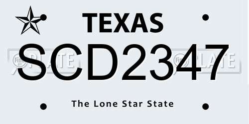 SCD2347 Texas License Plate