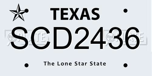 SCD2436 Texas License Plate