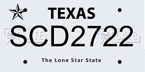 SCD2722 Texas License Plate